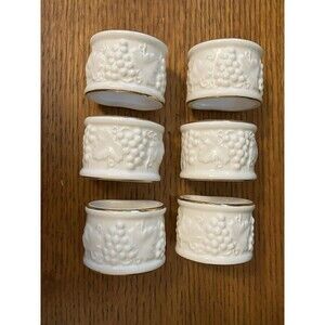 Lenox Fruits of Life Napkin Ring 865405 Ivory  Grapes set of 6